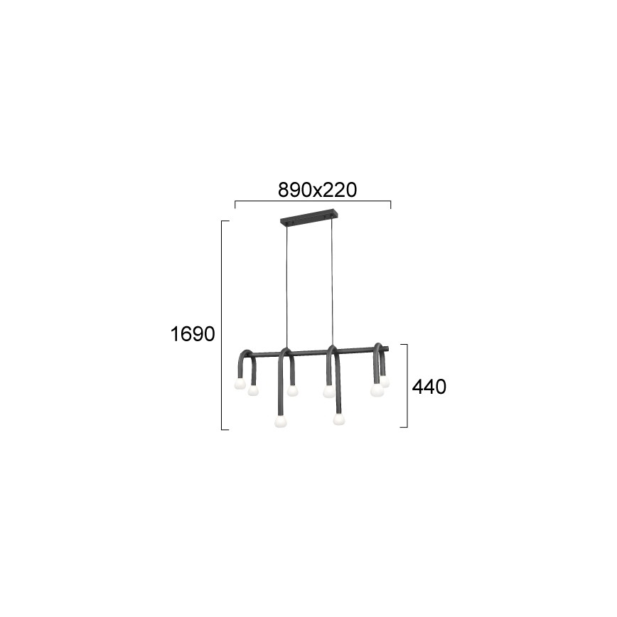Kábelcsillár DELORI 8xG9/28W/230V fekete