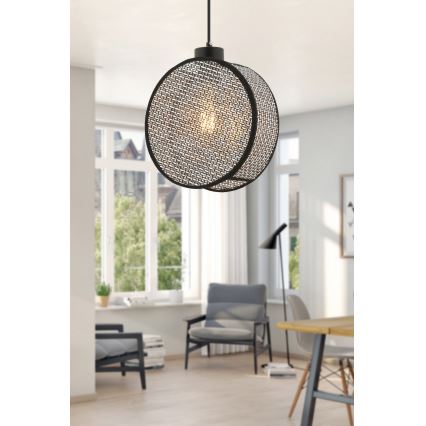 Kábelcsillár DRUM 1xE27/60W/230V szürke/fekete