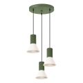 Kábelcsillár ESTRIA 3xE14/10W/230V, Ø 30 cm, zöld