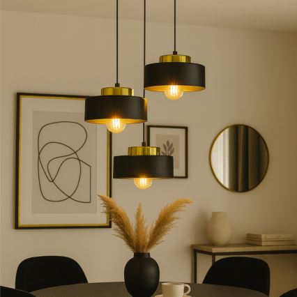 Kábelcsillár IGNIA 3xE27/60W/230V fekete/arany