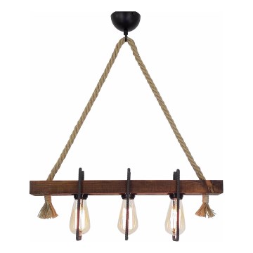 Kábelcsillár KUTUK 3xE27/40W/230V, fenyő