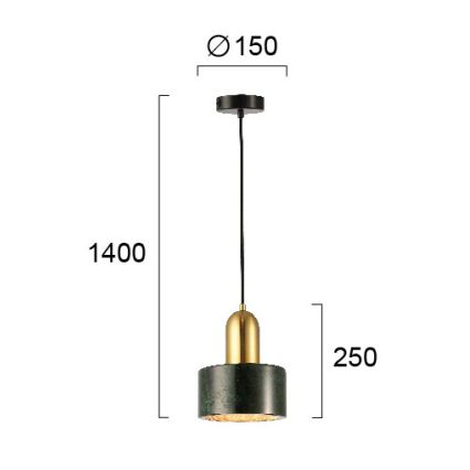 Kábelcsillár MARBLE 1xE27/60W/230V arany/zöld/márványmintás