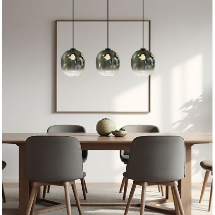 Kábelcsillár MIRROR 3xE27/14W/230V, füstszínű fekete