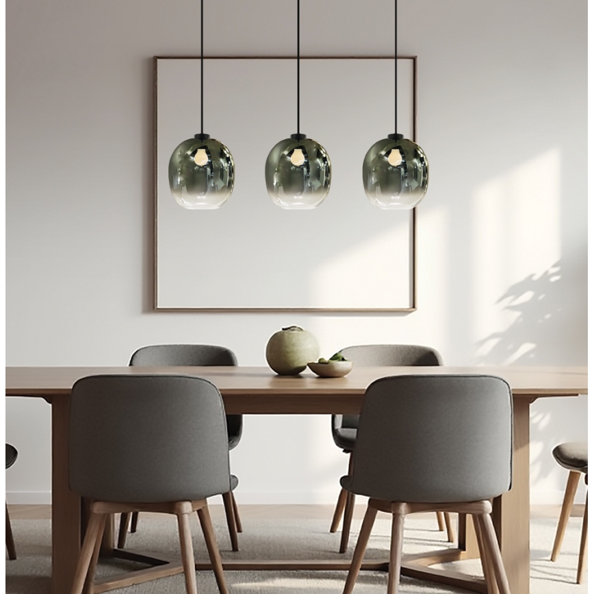 Kábelcsillár MIRROR 3xE27/14W/230V, füstszínű fekete
