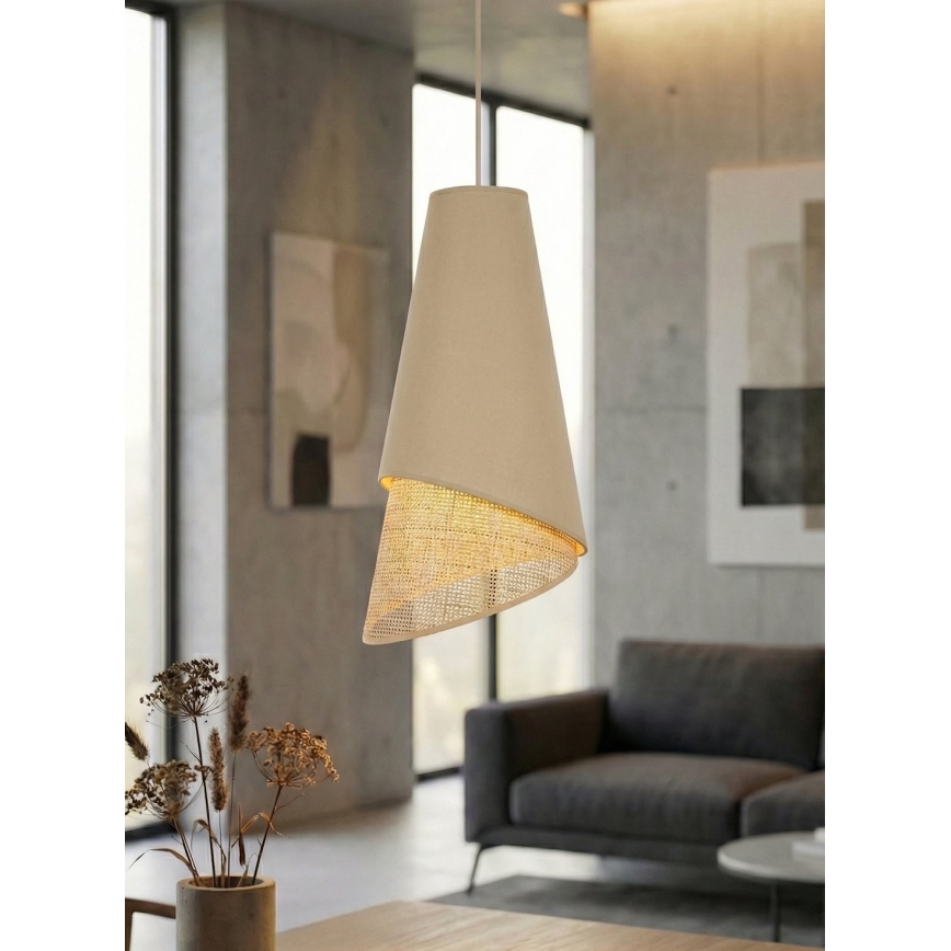 Kábelcsillár MODA 3xE27/15W/230V bézs/rattan
