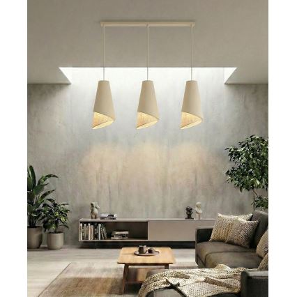 Kábelcsillár MODA 3xE27/15W/230V bézs/rattan