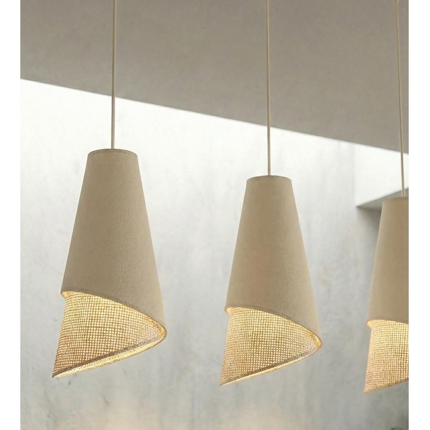 Kábelcsillár MODA 3xE27/15W/230V bézs/rattan