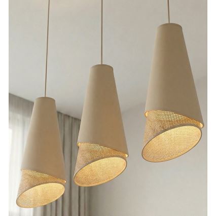 Kábelcsillár MODA 3xE27/15W/230V bézs/rattan