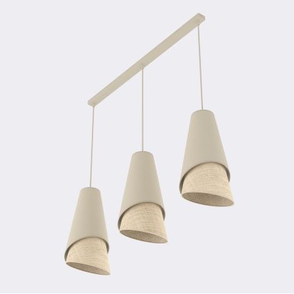 Kábelcsillár MODA 3xE27/15W/230V bézs/rattan