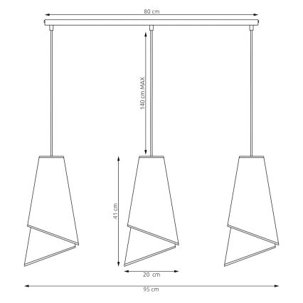 Kábelcsillár MODA 3xE27/15W/230V bézs/rattan