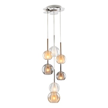 Kábelcsillár MUSCAT 7xE14/40W/230V füstszínű/arany/átlátszó