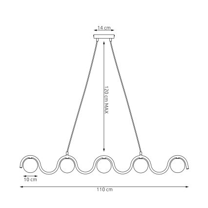 Kábelcsillár SINUS 5xG9/8W/230V fehér