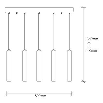 Kábelcsillár TEMPO 5xE27/40W/230V arany