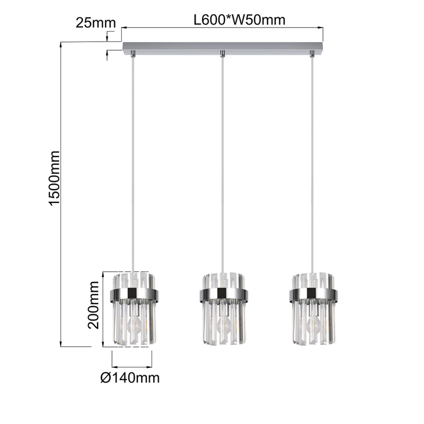 Kábelcsillár VETRO 3xE14/10W/230V fényes króm