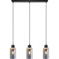 Kábelcsillár WOODNEST 3xE27/15W/230V fenyő/füstös fekete