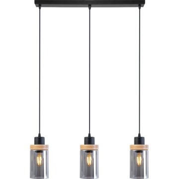 Kábelcsillár WOODNEST 3xE27/15W/230V fenyő/füstös fekete
