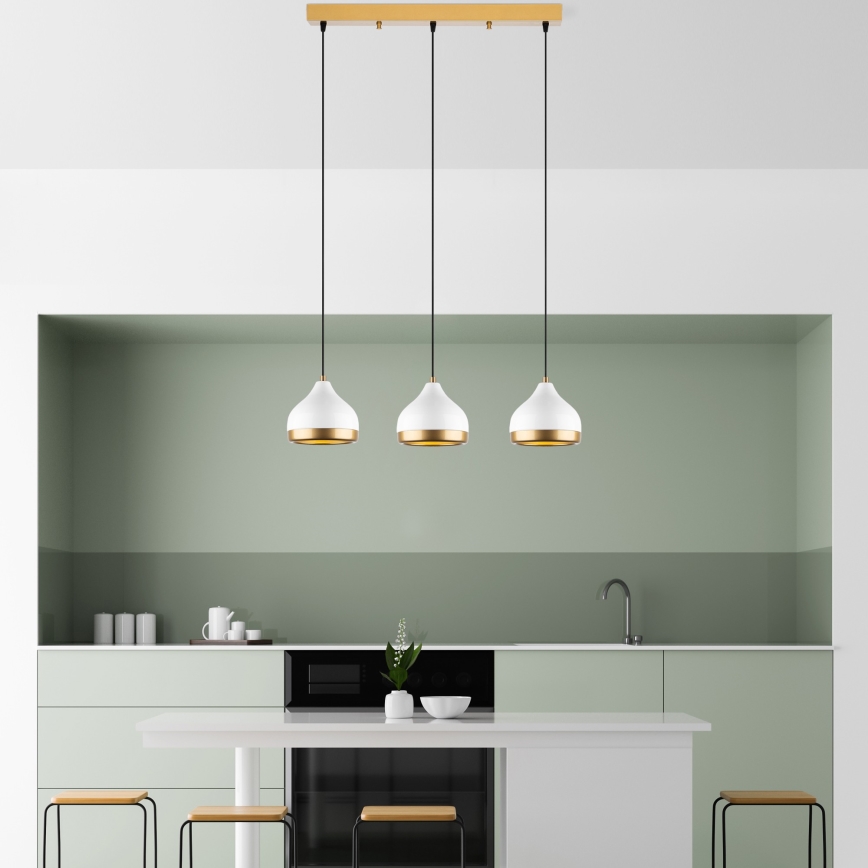 Kábelcsillár YILDO 3xE27/40W/230V fehér/arany