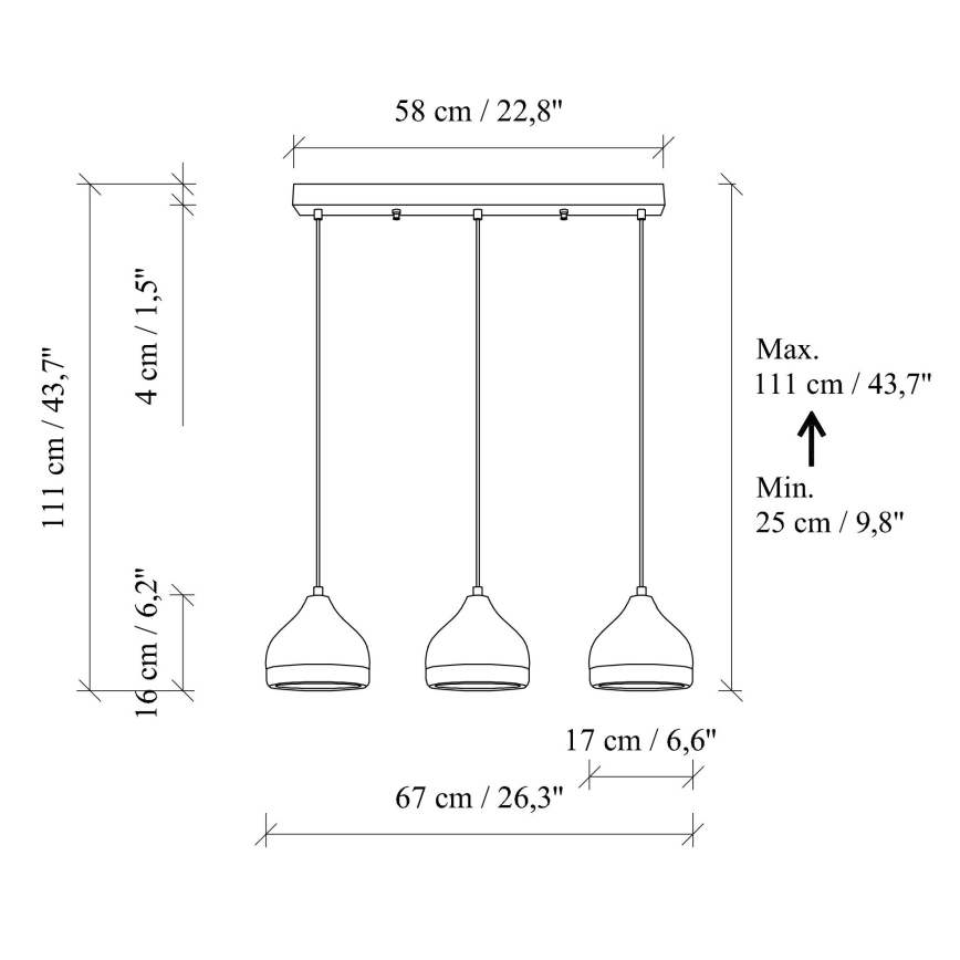Kábelcsillár YILDO 3xE27/40W/230V fehér/arany