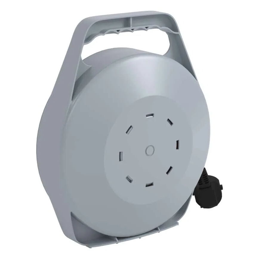 Kábeldobos hosszabbító 4 aljzattal, 10 m, szürke/piros