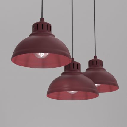 Kábelen függesztett csillár SVEN 3xE27/15W/230V bordó