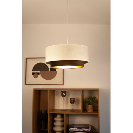 Kábelen függesztett NATIA csillár 1xE27/60W/230V, átm. 45 cm, fehér/barna