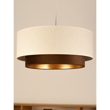 Kábelen függesztett NATIA csillár 1xE27/60W/230V, átm. 45 cm, fehér/barna