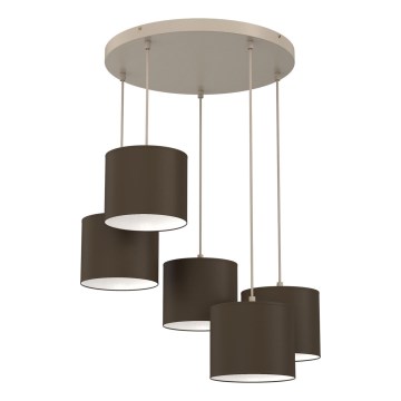 Kábelen függő csillár ARDEN 5xE27/15W/230V bézs/barna