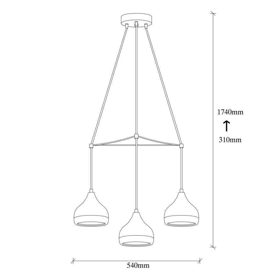 Kábelen függő csillár YILDO 3xE27/40W/230V fekete/rézszínű