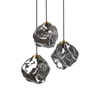 Kábeles CRISTAL csillár 3xE14/15W/230V sárgaréz/füstfekete