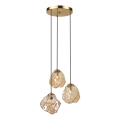 Kábeles CRISTAL csillár 3xE14/15W/230V sárgaréz/füstös bézs