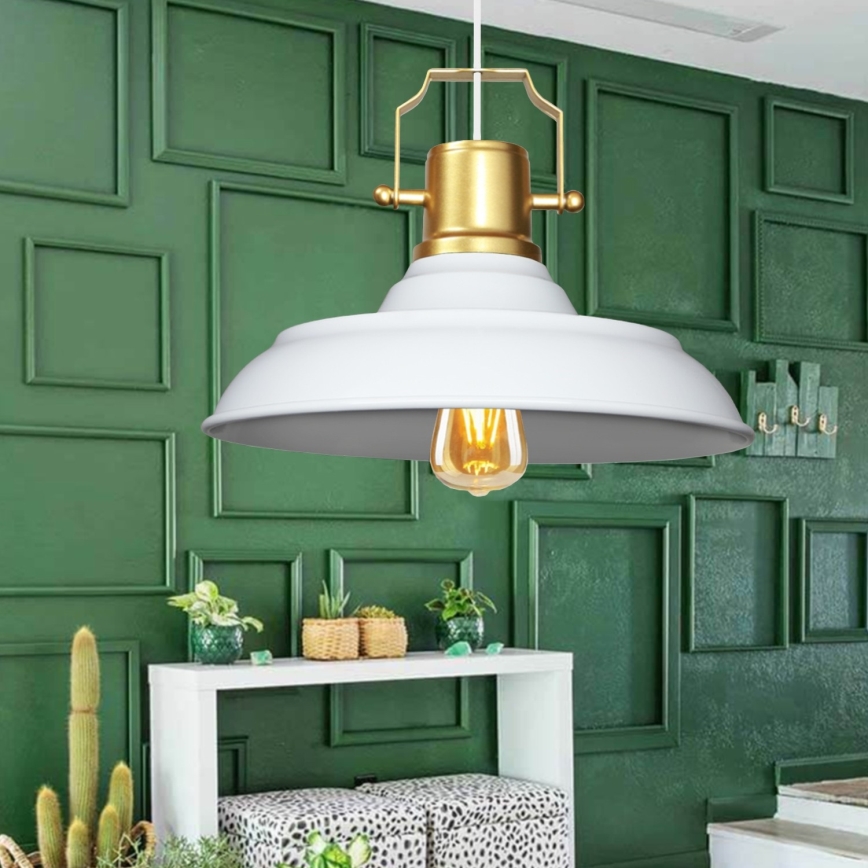 Kábeles csillár AYD 1xE27/40W/230V fehér/arany