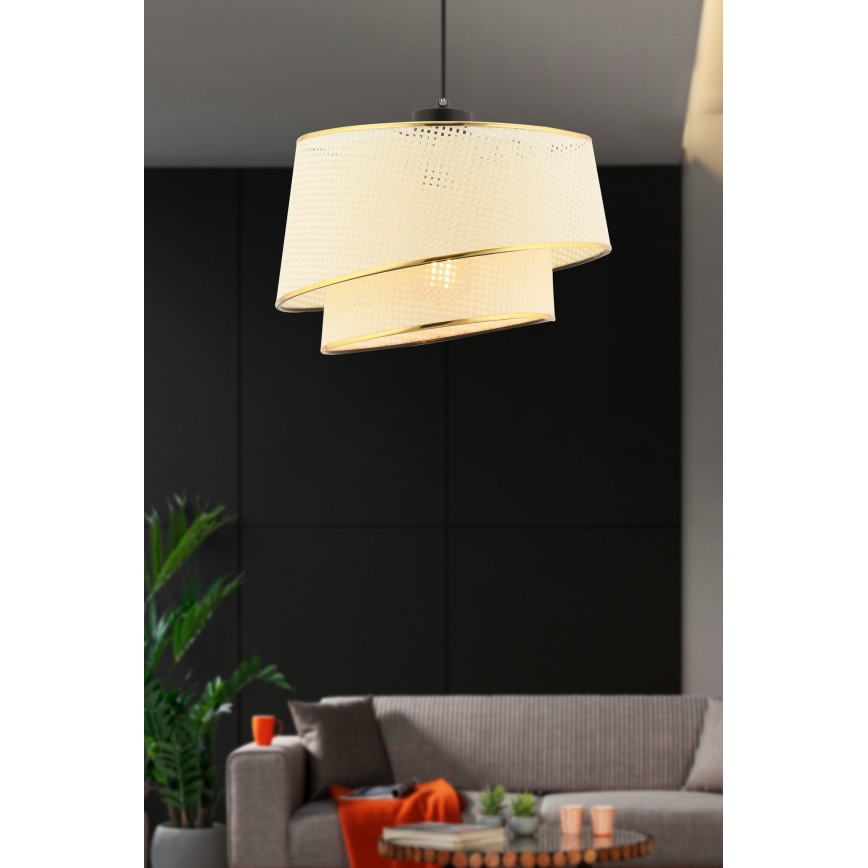 Kábeles csillár BARETTE 1xE27/60W/230V krémszínű/arany