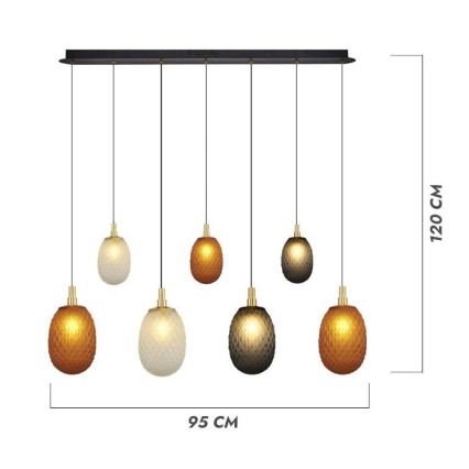 Kábeles csillár CACTUS 7xG9/5W/230V réz/szürke/fehér