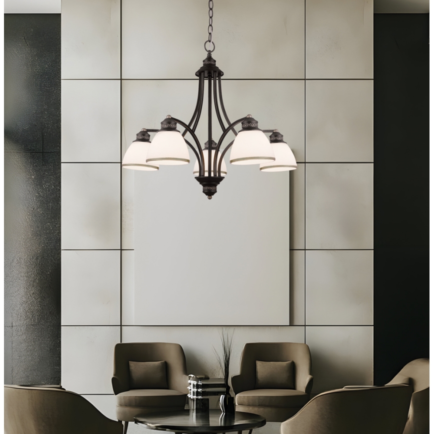 Kábeles csillár CLAIR 5xE27/60W/230V átmérő 65 cm, bronz színű