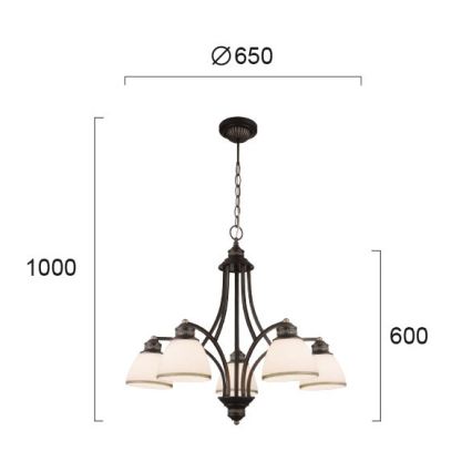 Kábeles csillár CLAIR 5xE27/60W/230V átmérő 65 cm, bronz színű