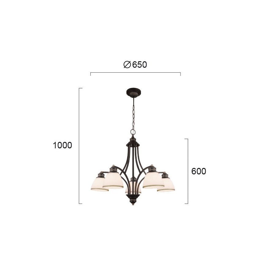 Kábeles csillár CLAIR 5xE27/60W/230V átmérő 65 cm, bronz színű