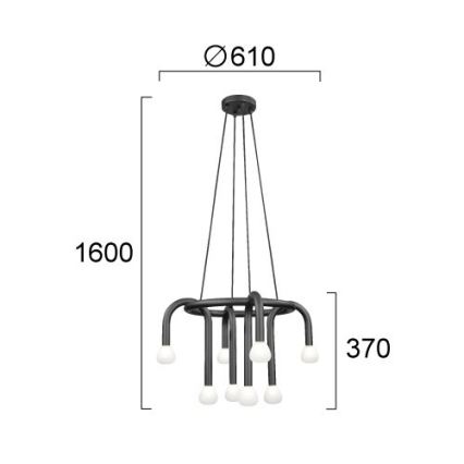Kábeles csillár DELORI 8xG9/28W/230V fekete
