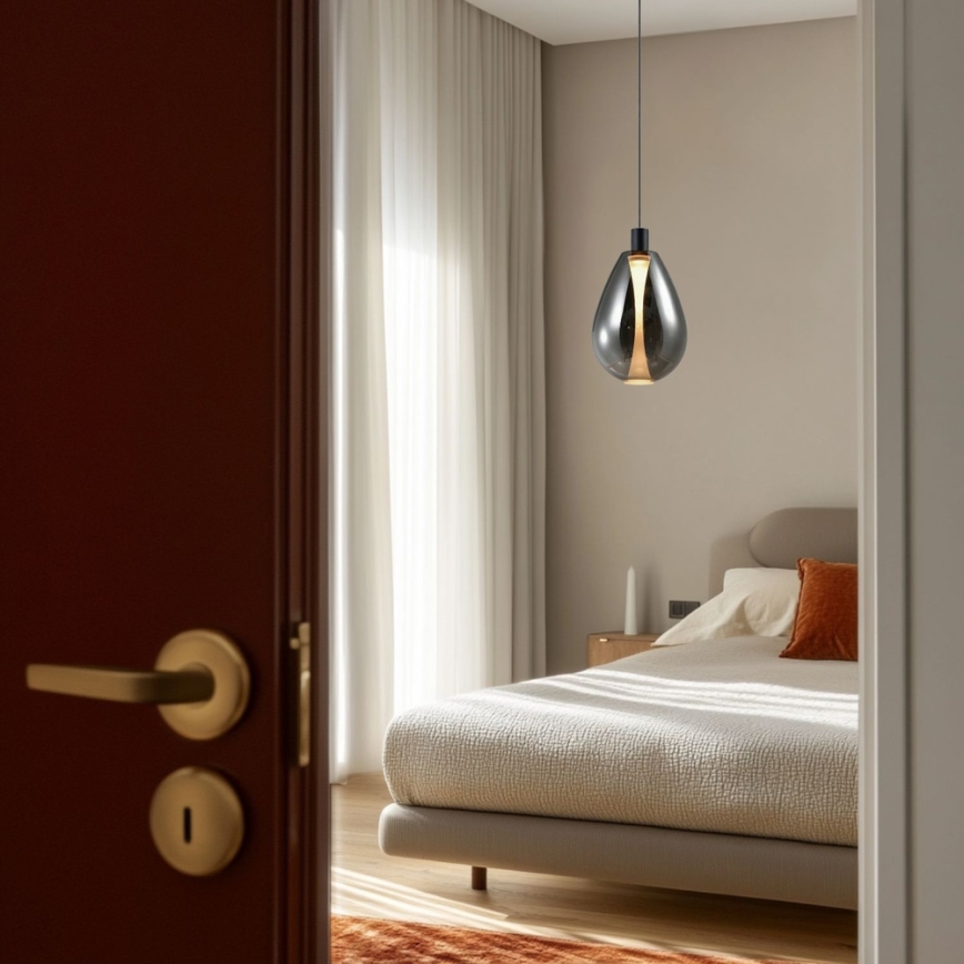 Kábeles csillár DENSO 1xG9/5W/230V átm. 20 cm fekete króm