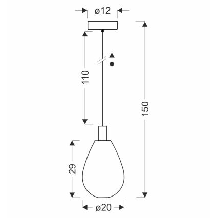 Kábeles csillár DENSO 1xG9/5W/230V átm. 20 cm fekete króm