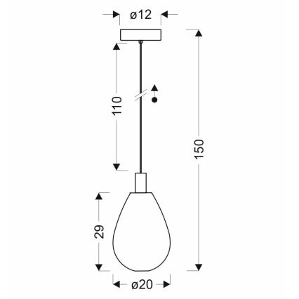 Kábeles csillár DENSO 1xG9/5W/230V átm. 20 cm réz/fekete