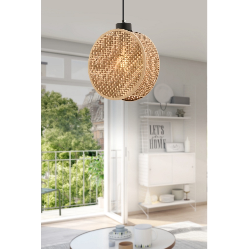 Kábeles csillár DRUM 1xE27/60W/230V barna