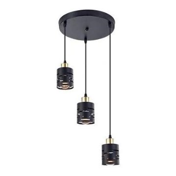Kábeles csillár ELEN 3xE27/35W/230V átm. 29 cm fekete/arany