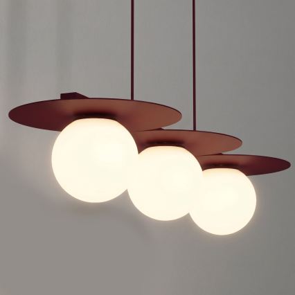 Kábeles csillár FLAT 3xE27/15W/230V bordó