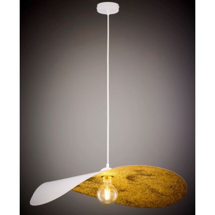 Kábeles csillár LEAF 1xE27/15W/230V fehér/arany