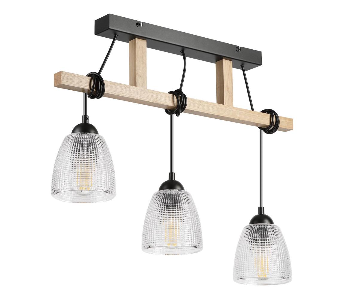 Kábeles csillár LEANDRA 3xE27/15W/230V tölgy/fekete LM