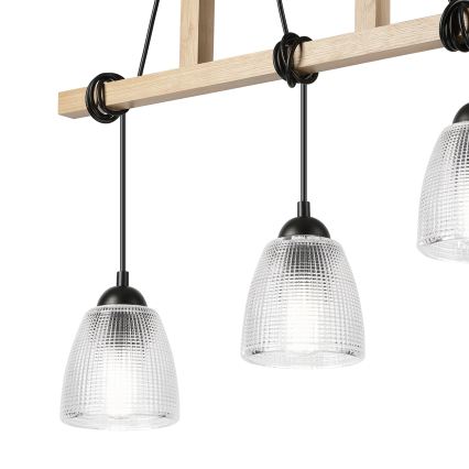 Kábeles csillár LEANDRA 3xE27/15W/230V tölgy/fekete