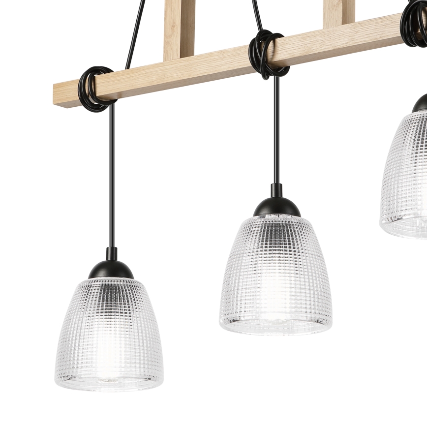 Kábeles csillár LEANDRA 3xE27/15W/230V tölgy/fekete
