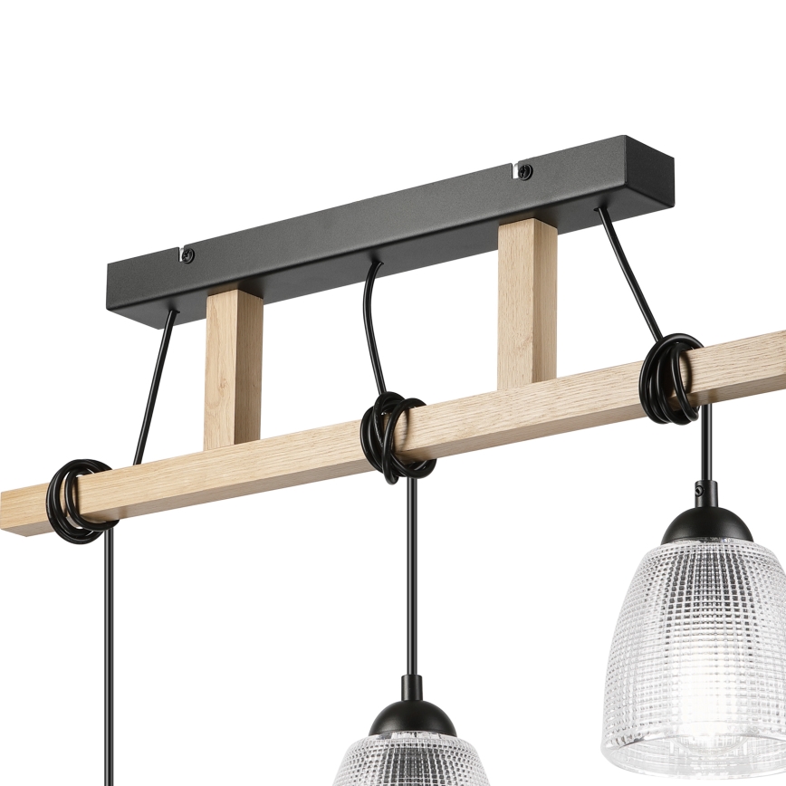 Kábeles csillár LEANDRA 3xE27/15W/230V tölgy/fekete