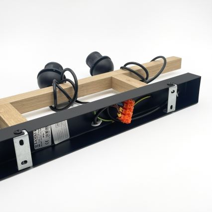 Kábeles csillár LEANDRA 3xE27/15W/230V tölgy/fekete