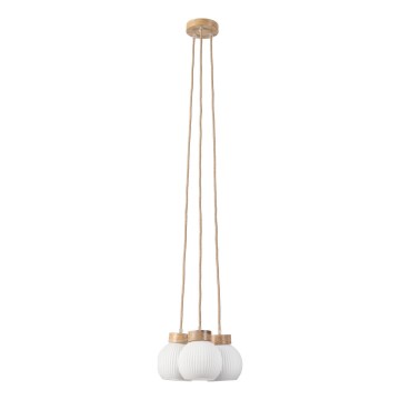 Kábeles csillár LOOMIS 3xE27/15W/230V 130 cm bézs/tölgy